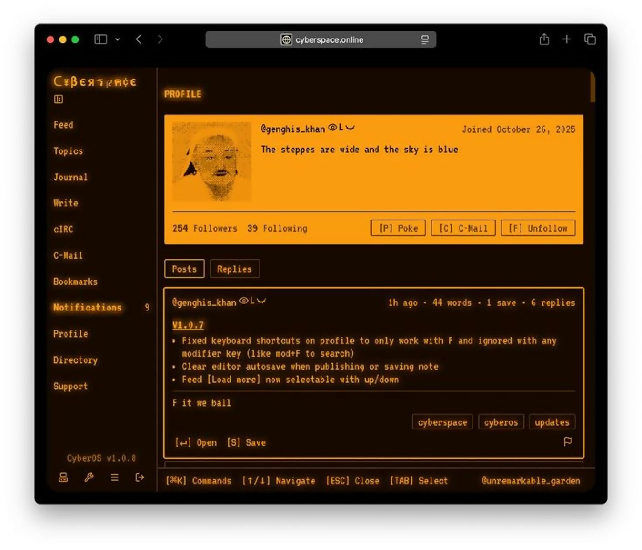 A retro-futuristic web interface design displayed